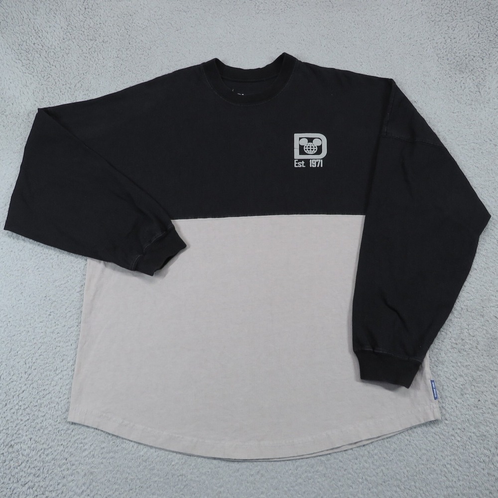 Disney Spirit Jersey Mens Large Black Gray Walt Disney World Pullover Shirt L